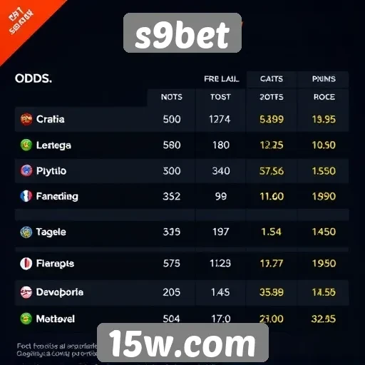 Comparação de odds no s9bet e concorrentes